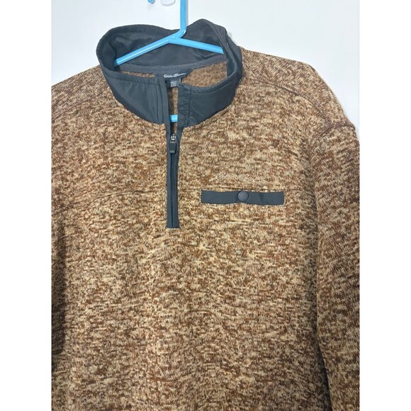 Eddie Bauer Mens Brown Quarter-Zip‎ Pullover Sweater Size XL 100% Polyester - Picture 2 of 6